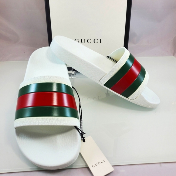 NWT$400 GUCCI Signature Pursuit 72 Stripe Slip-on Slide Sandals 6G (US 6.5-7) - Picture 11 of 16